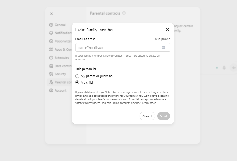 Set ChatGPT Parental Controls
